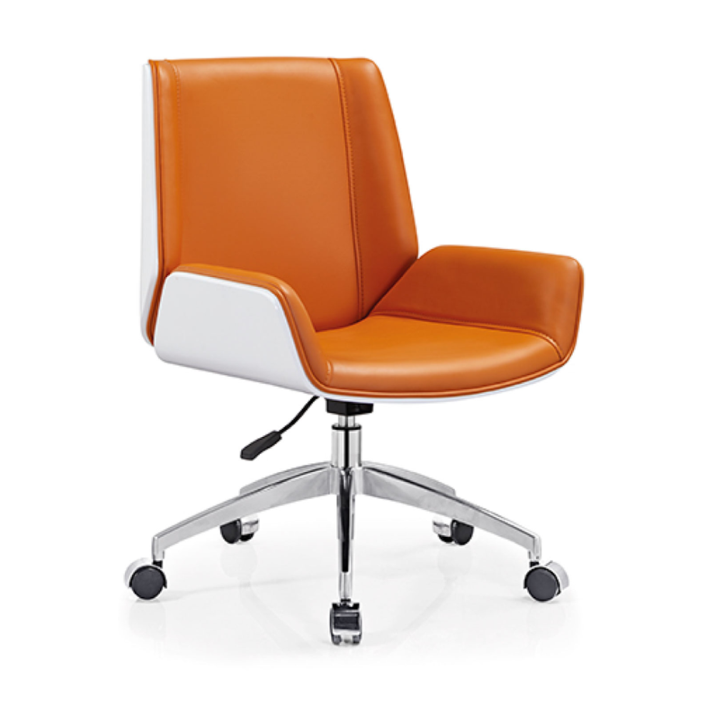 SILLON  MONACO BAJO EN TAPIZ DE CUERINA NARANJA CON ESPALDAR BLANCO