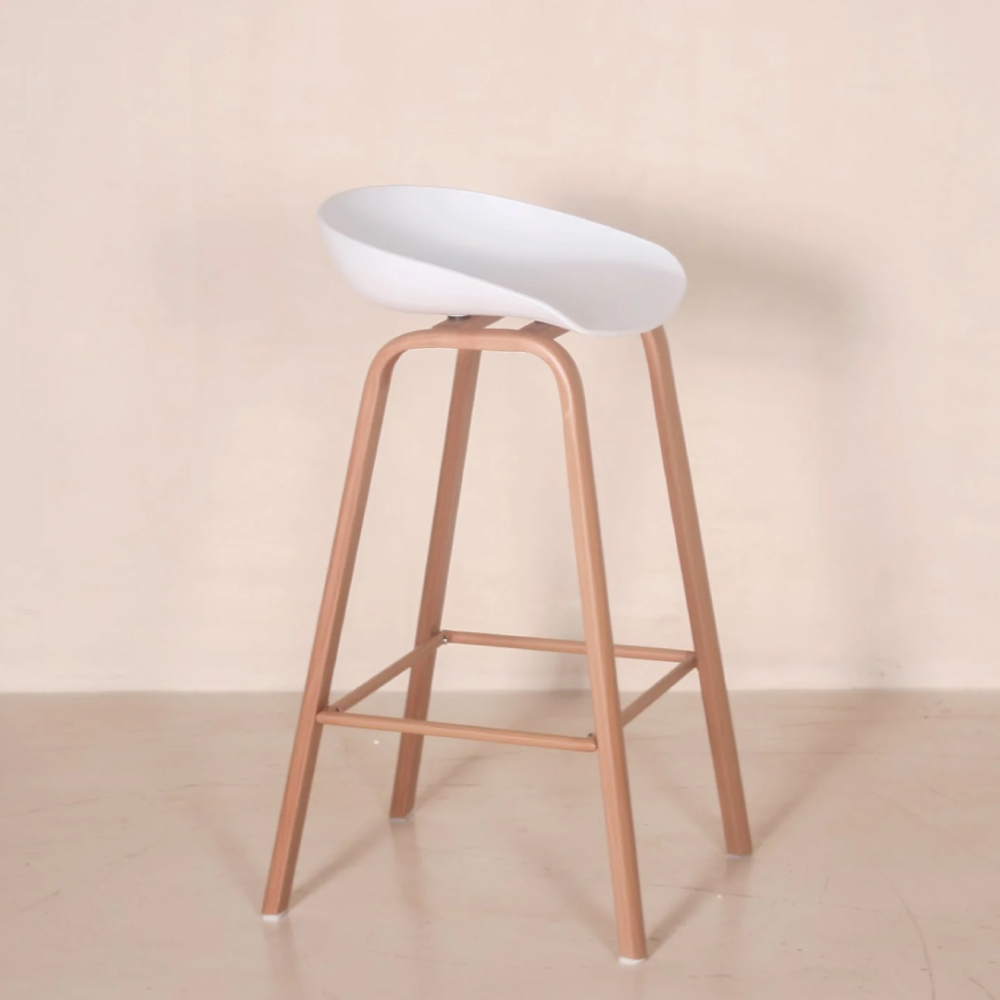 SILLA BAR GINGER BLANCO CON PATAS MADERADAS