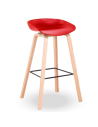 SILLA BAR GINGER ROJO CON PATAS DE MADERA