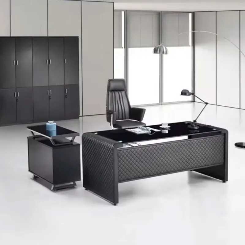 ESCRITORIO OFICINA LETICIA VIDRIO NEGRO
