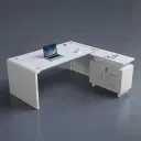 ESCRITORIO OFICINA LETICIA VIDRIO BLANCO