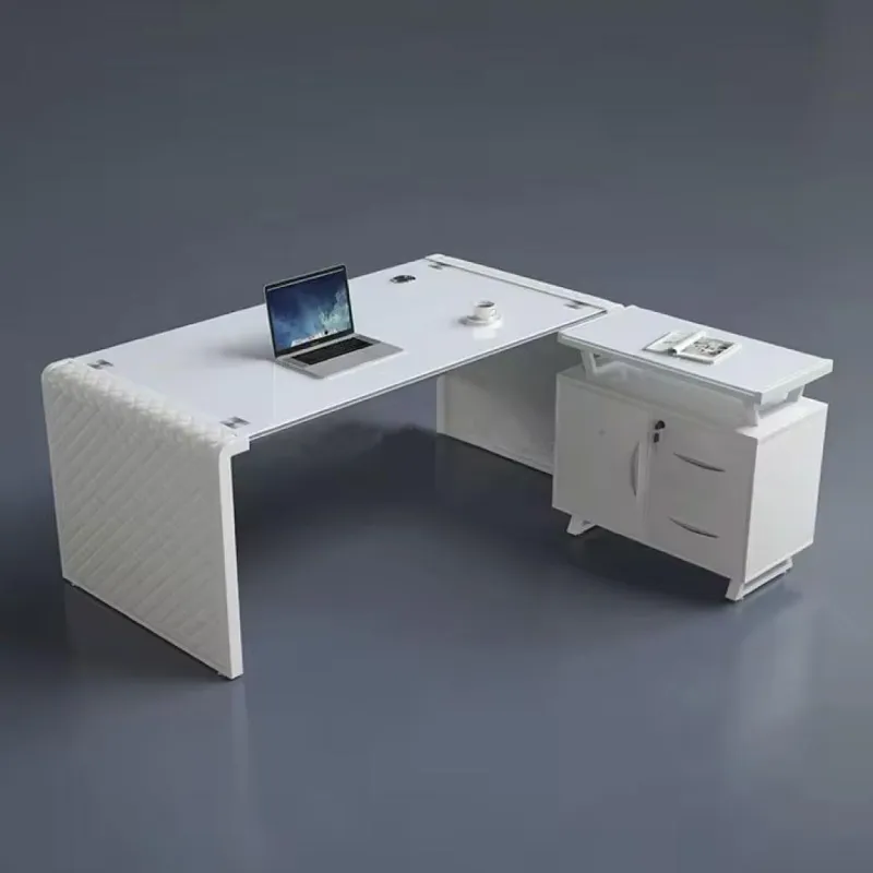 ESCRITORIO OFICINA LETICIA VIDRIO BLANCO