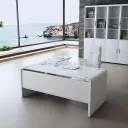 ESCRITORIO OFICINA LETICIA VIDRIO BLANCO