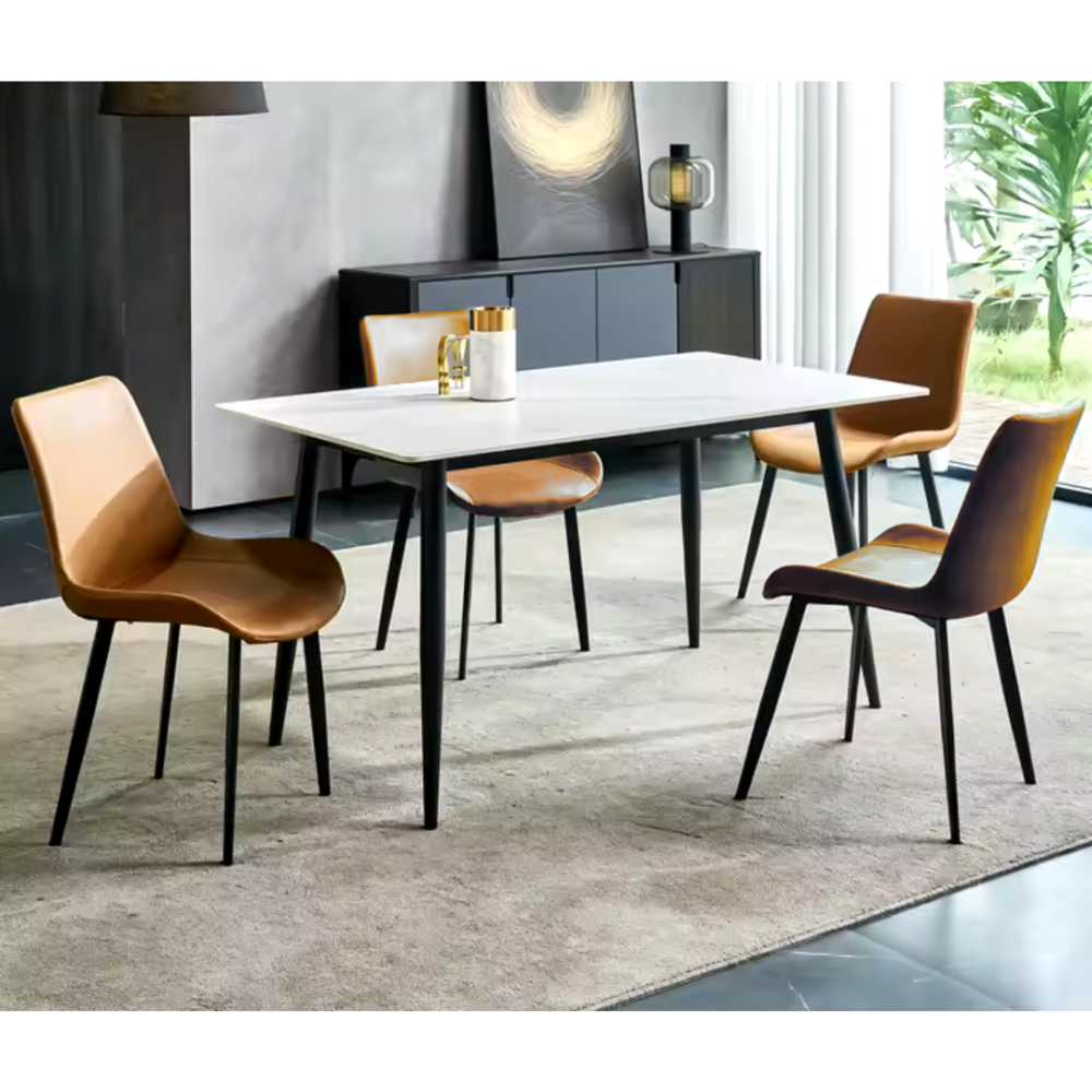 SET DE MESA LARISA BLANCA CON 4 SILLAS CAFE