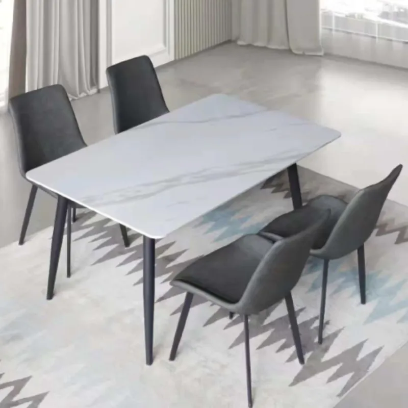 SET DE MESA LARISA BLANCA  CON 4 SILLAS GRISES