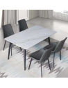 SET DE MESA LARISA BLANCA  CON 4 SILLAS GRISES