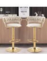 SILLA BAR KIARA BEIGE CON BASE DORADA