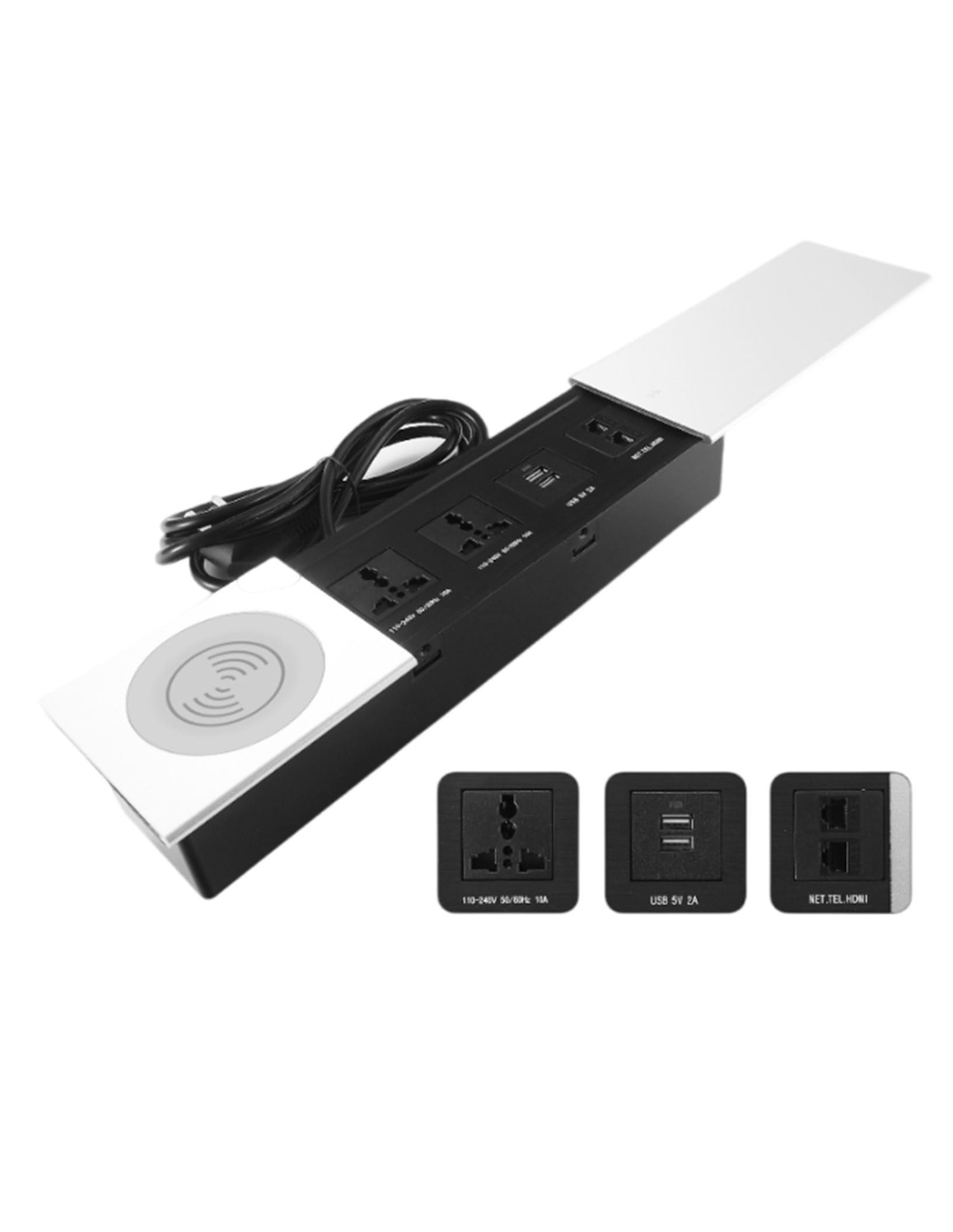 TOMA CORRIENTE MULTIFUNCIONAL SILVER  CON SENSOR DE CARGA Y TAPA DESLIZANTE