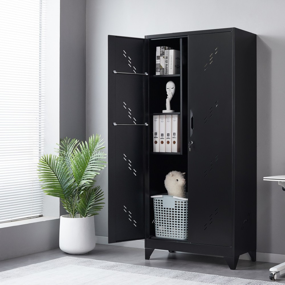 MUEBLE METALICO NEGRO PARA IMPLEMENTOS DE LIMPIEZA