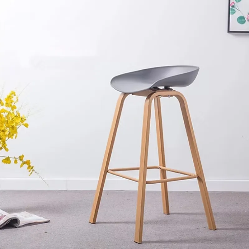 SILLA BAR GINGER ASIENTO GRIS SOPORTE MADERADA