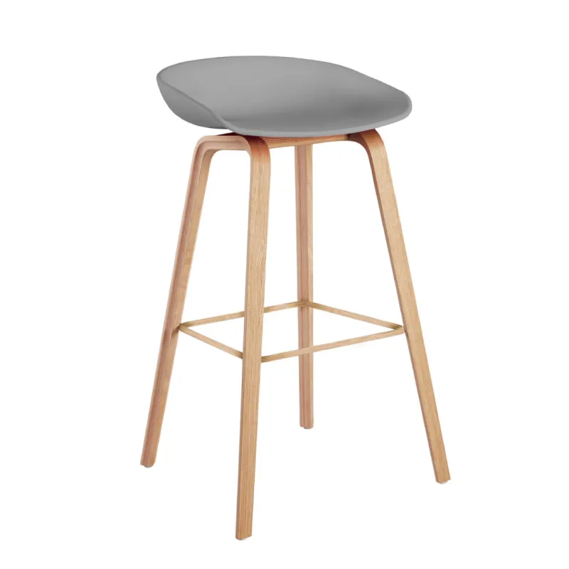 SILLA BAR GINGER GRIS CON PATAS MADERADAS