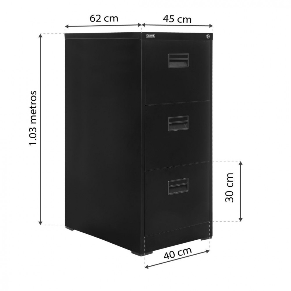 ARCHIVADOR FELIPP 3 GAVETAS NEGRO
