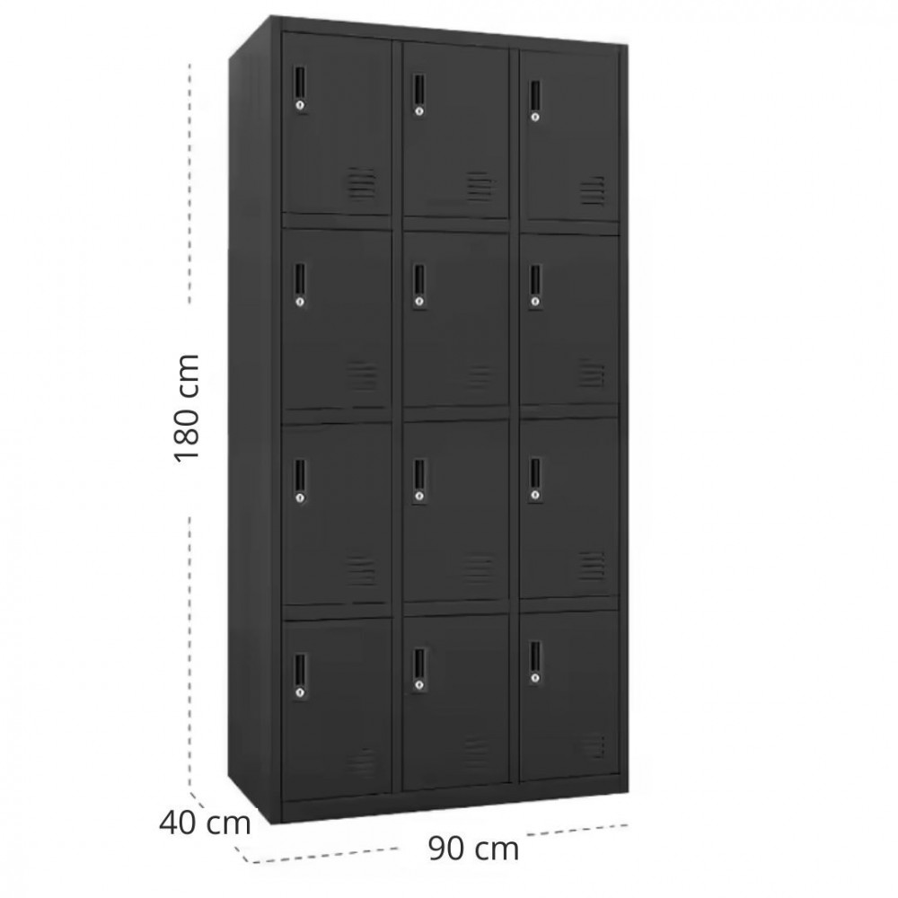 CASILLEROS METALICOS NEGRO 12 PUERTAS CON CERRADURA