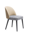 SILLA LISA EN TELA LINO COLOR GRIS OSCURO CON CUERINA BEIGE