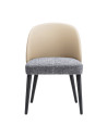 SILLA LISA EN TELA LINO COLOR GRIS OSCURO CON CUERINA BEIGE