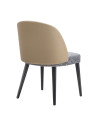 SILLA LISA EN TELA LINO COLOR GRIS OSCURO CON CUERINA BEIGE