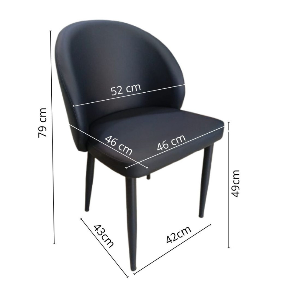 SILLA LISA TAPIZADO EN CUERINA COLOR NEGRO