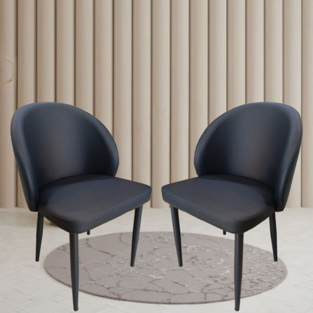SILLA LISA TAPIZADO EN CUERINA COLOR NEGRO