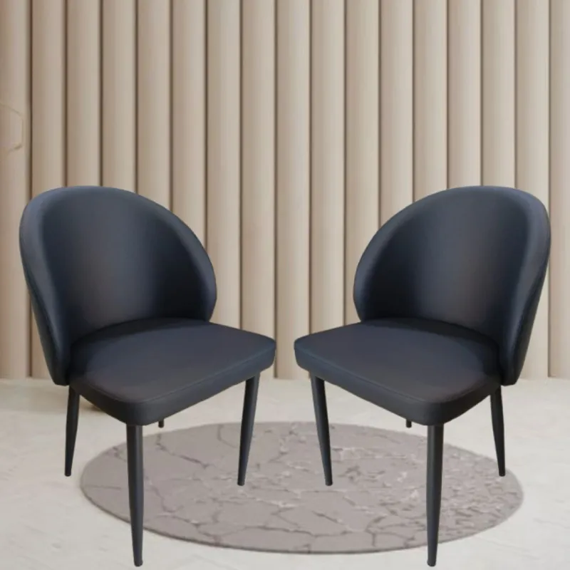 SILLA LISA TAPIZADO EN CUERINA COLOR NEGRO