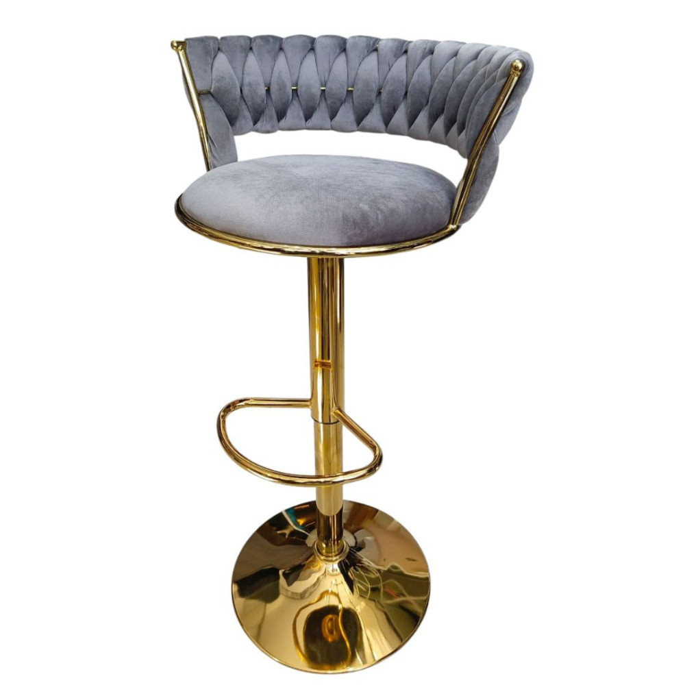SILLA BAR KIARA GRIS CON BASE DORADA