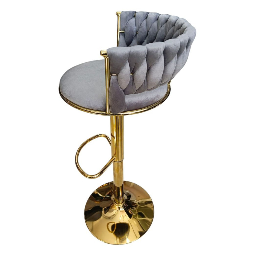 SILLA BAR KIARA GRIS CON BASE DORADA