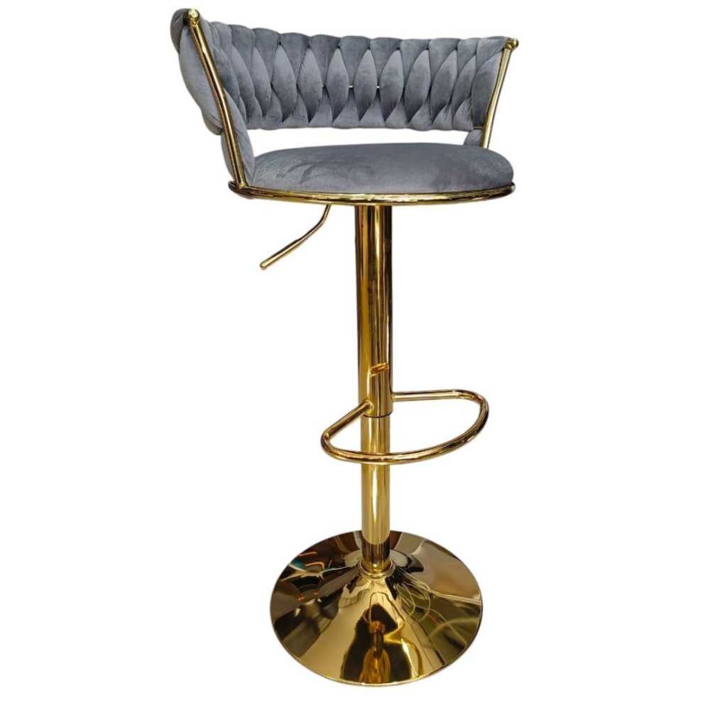 SILLA BAR KIARA GRIS CON BASE DORADA