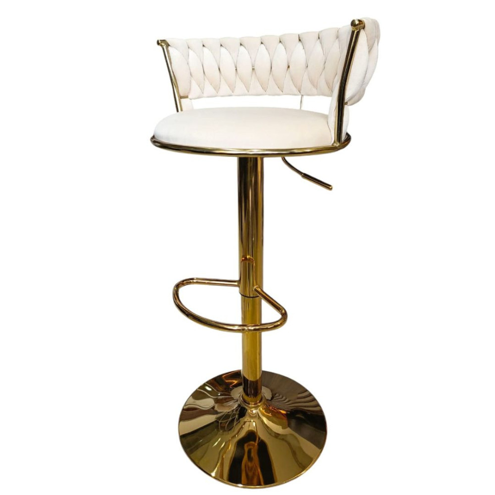 SILLA BAR KIARA BEIGE CON BASE DORADA