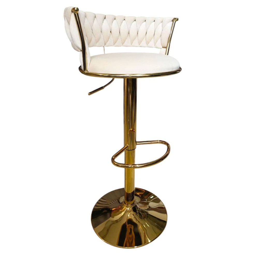 SILLA BAR KIARA BEIGE CON BASE DORADA