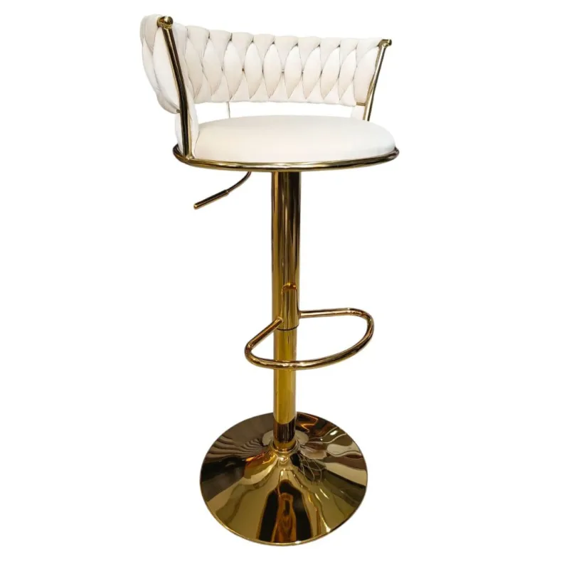 SILLA BAR KIARA BEIGE CON BASE DORADA