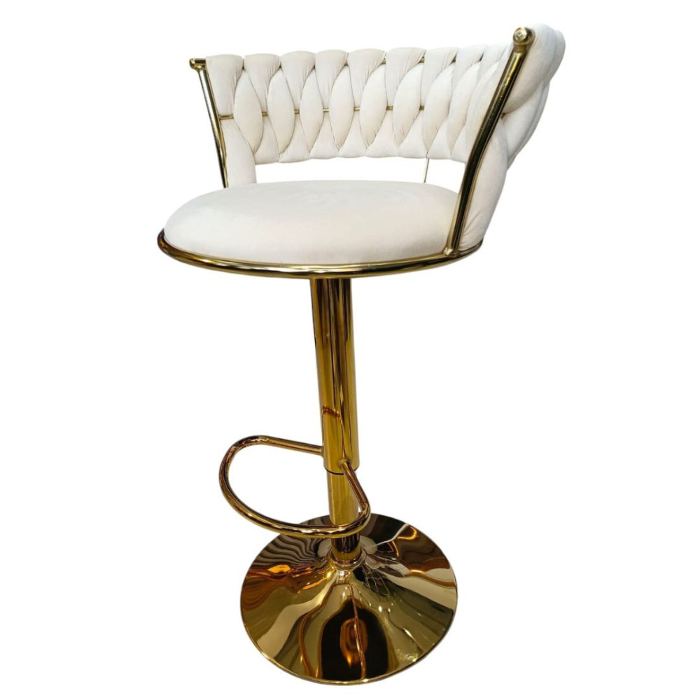 SILLA BAR KIARA BEIGE CON BASE DORADA