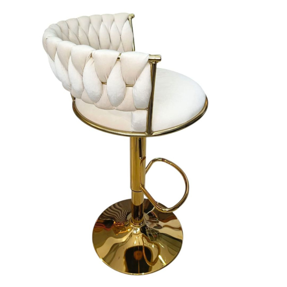 SILLA BAR KIARA BEIGE CON BASE DORADA