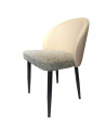 SILLA LISA EN TELA LINO COLOR GRIS OSCURO CON CUERINA BEIGE