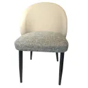 SILLA LISA EN TELA LINO COLOR GRIS OSCURO CON CUERINA BEIGE