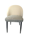 SILLA LISA EN TELA LINO COLOR GRIS OSCURO CON CUERINA BEIGE