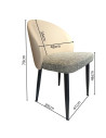 SILLA LISA EN TELA LINO COLOR GRIS OSCURO CON CUERINA BEIGE