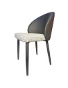 SILLA LISA EN TELA LINO COLOR GRIS CLARO CON CUERINA NEGRA