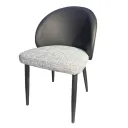 SILLA LISA EN TELA LINO COLOR GRIS CLARO CON CUERINA NEGRA