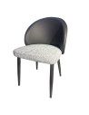 SILLA LISA EN TELA LINO COLOR GRIS CLARO CON CUERINA NEGRA