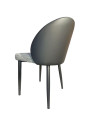 SILLA LISA EN TELA LINO COLOR GRIS CLARO CON CUERINA NEGRA