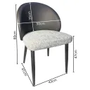SILLA LISA EN TELA LINO COLOR GRIS CLARO CON CUERINA NEGRA