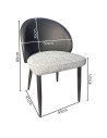 SILLA LISA EN TELA LINO COLOR GRIS CLARO CON CUERINA NEGRA