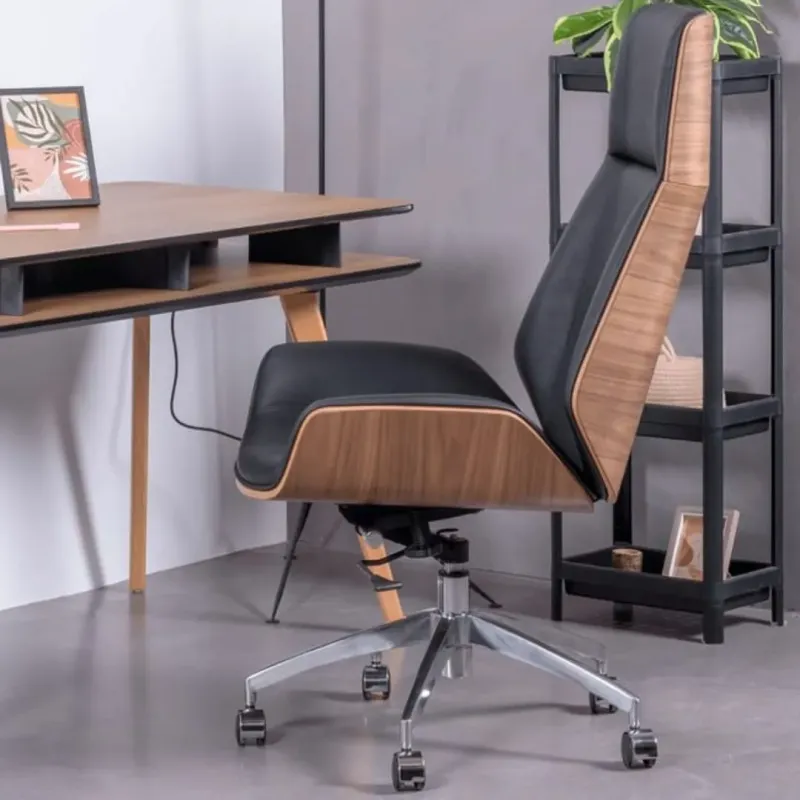 SILLA OFICINA MONACO ALTO CUERPO CAFE TAPIZ NEGRO
