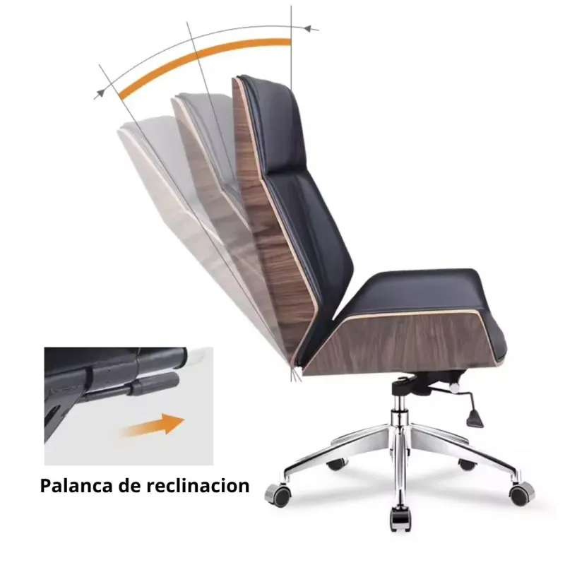 SILLA OFICINA MONACO ALTO CUERPO CAFE TAPIZ NEGRO