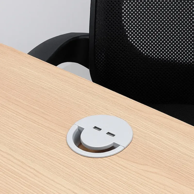 PASACABLE REDONDO CON USB COLOR BLANCO