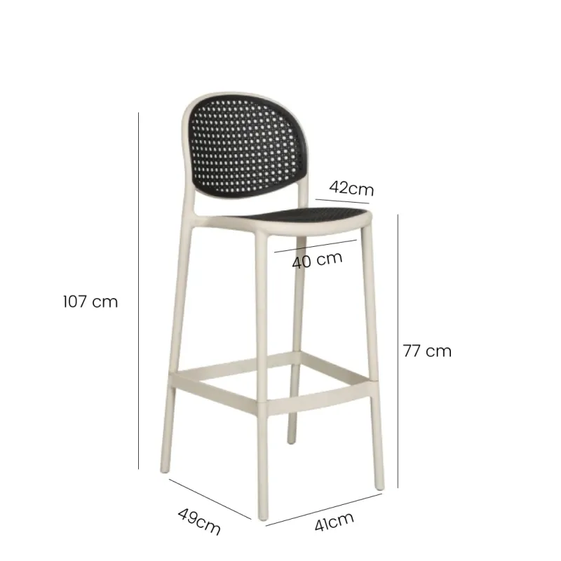 SILLA BAR LAYA CUERPO BLANCO Y ESPALDAR GRIS