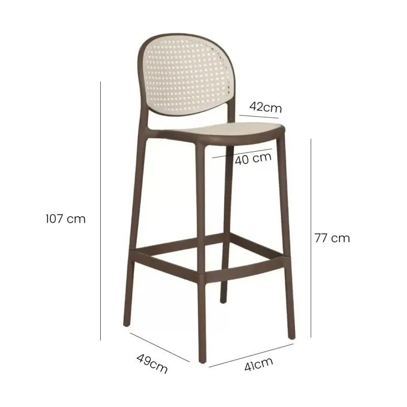 SILLA BAR LAYA CUERPO GRIS  ESPALDAR BLANCO