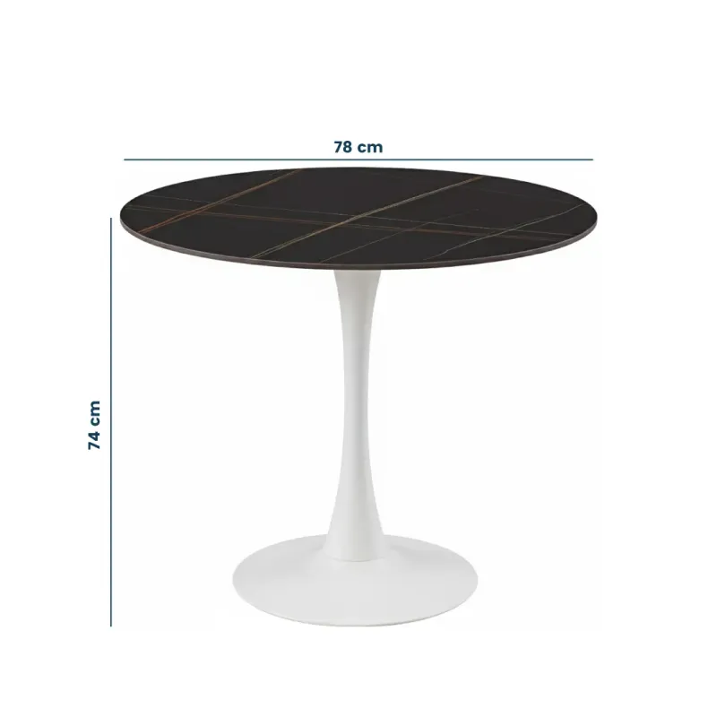 MESA FRIDA REDONDA EN MARMOL NEGRO