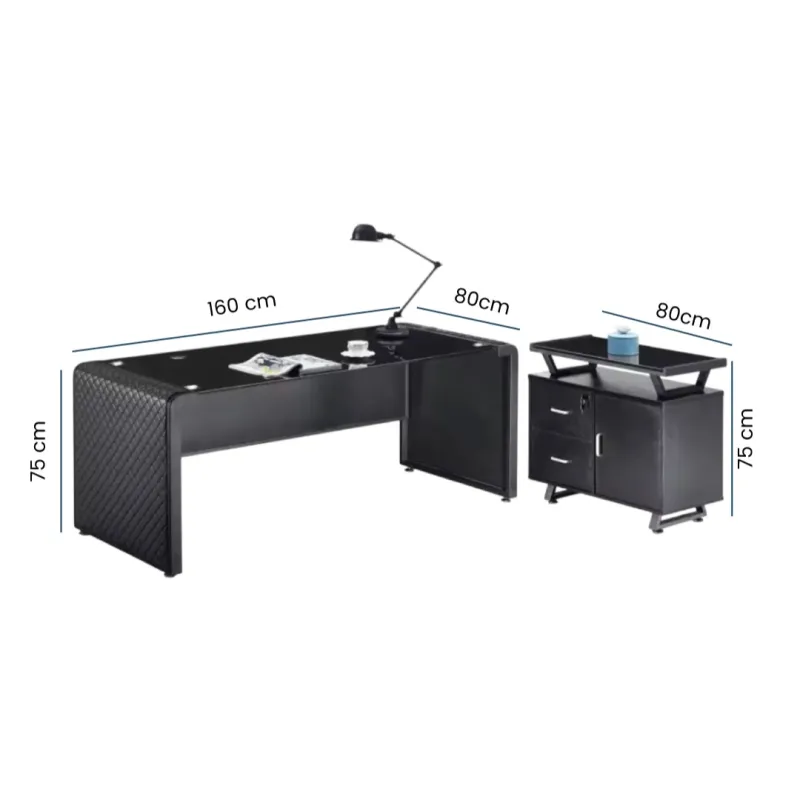 ESCRITORIO OFICINA LETICIA VIDRIO NEGRO