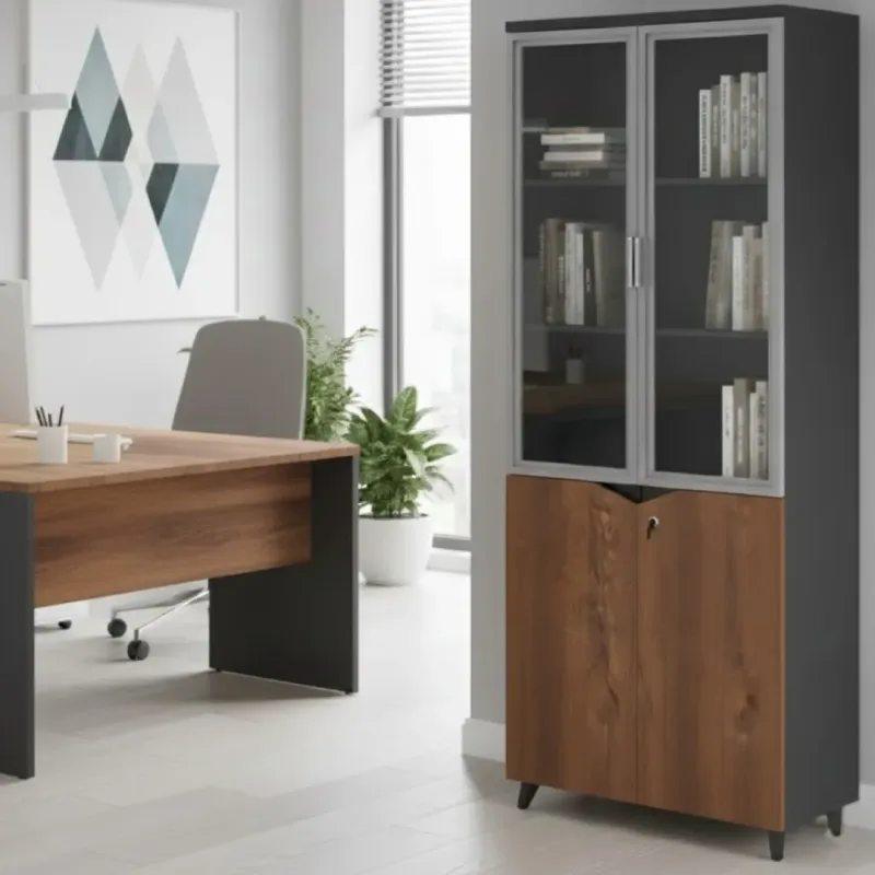 BIBLIOTECA  ELITE 80CM NEGRO/CAFE