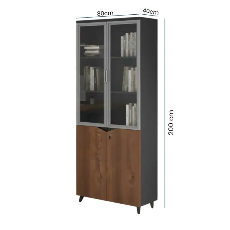 BIBLIOTECA ELITE 80CM NEGRO/CAFE